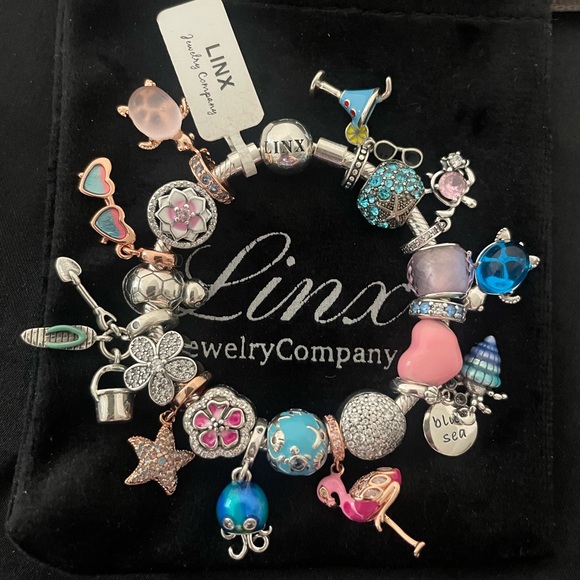 Linx Snake Chain Bracelet with Ocean and Beach Themed Charms